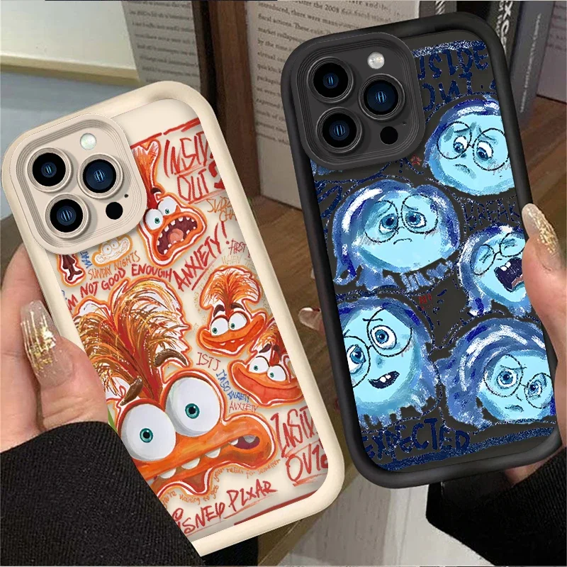 Disney Inside Out 2 Anxiety Sadness Case for iPhone 16 15 14 13 12 11 Pro Max XS X XR 8 7 6S Plus SE 2020 Silicone Printing Capa