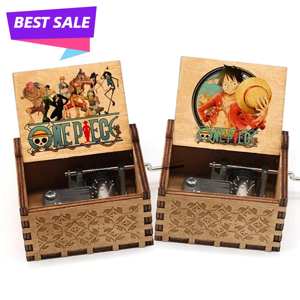 متوفر في المخزون الساخن العتيقة منحوتة كرنك اليد الخشبية Onepiece صندوق تشغيل الموسيقى الشكل لعبة دراغون بول صندوق تشغيل الموسيقى عيد الميلاد هدية عيد ميلاد