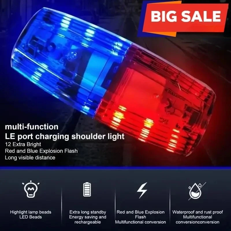 

Наплечный фонарь-сигнализатор для полиции, красно-синий светодиодный, для рабочих коммунальных служб, патрульных, сигнальный стробоскоп для безопасности