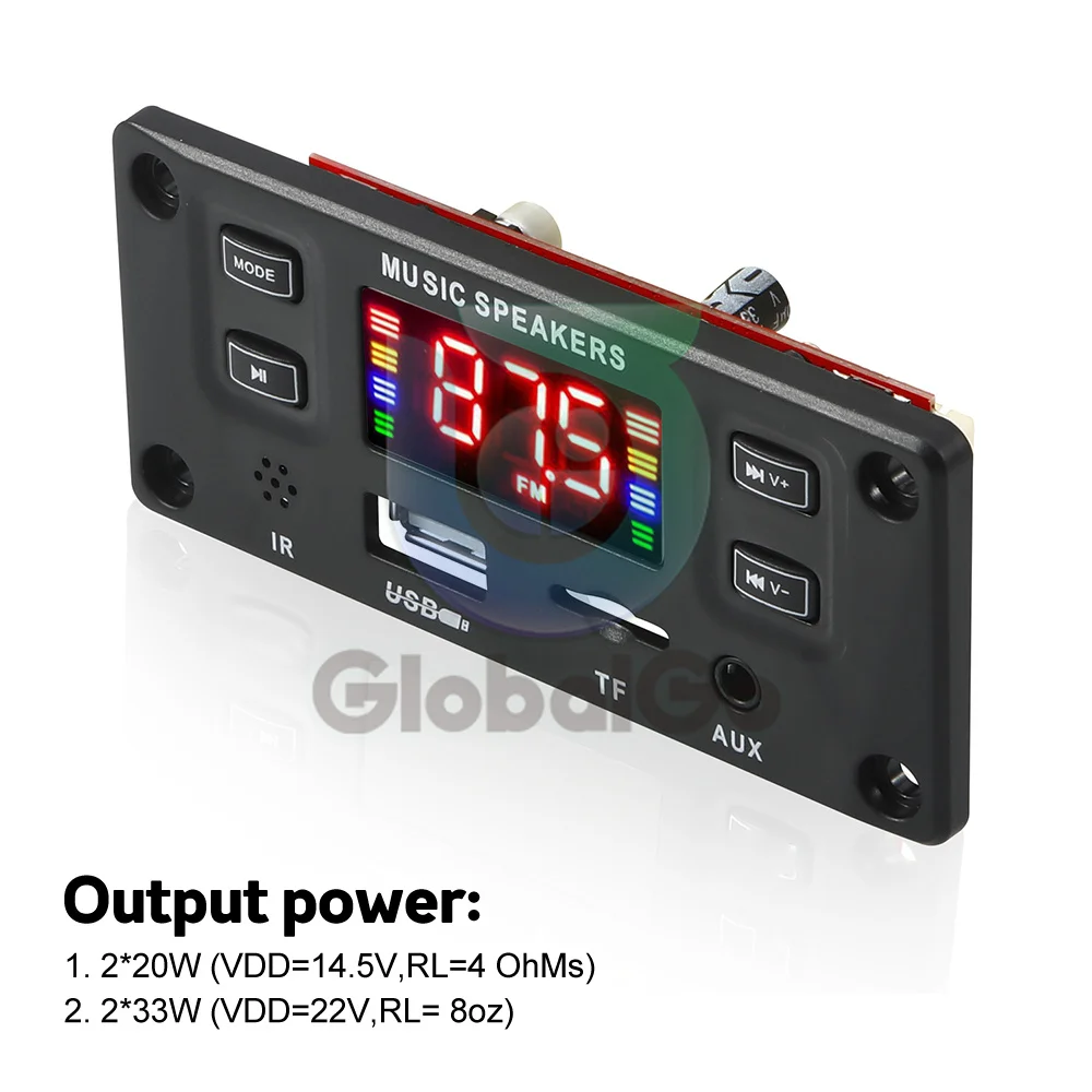 DC7V-22V 2*30W 60W amplificatore vivavoce lettore MP3 scheda di decodifica Bluetooth 5.0 auto FM Radio modulo supporto FM TF registratori USB