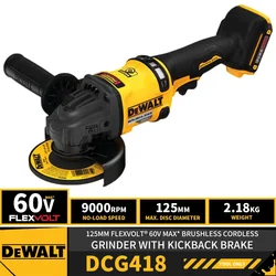 DEWALT DCG418 FLEXVOLT® 60V MAX* 125MM Brushless Cordless Grinder with Kickback Brake 60V Lithium Power Tools 9000RPM