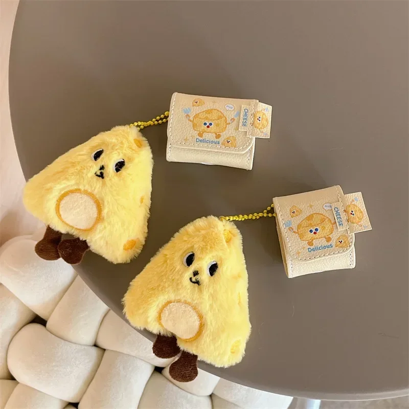 

Cute Cheese Doll Pendant Case for AirPods 4 Airpod 1 2 3 Pro Pro2 Bluetooth Earbuds Charging Box Protective Earphone Case Cover