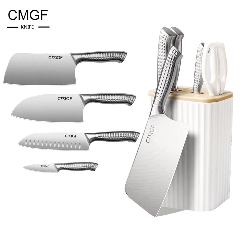 

CMGF Kitchen Knife Set 5CR Molybdenum-Vanadium Steel Japanese Santoku Knife Kitchen Cooking Meat Cleaver Sharp Scissors