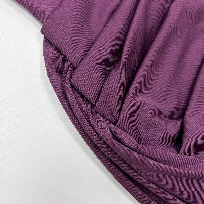 Patchwork Gerafftes Bandkleid für Damen Sexy Rollkragen Elegantes Hochgeschnittenes Abendkleid mit Langen Ärmeln – Detail 16