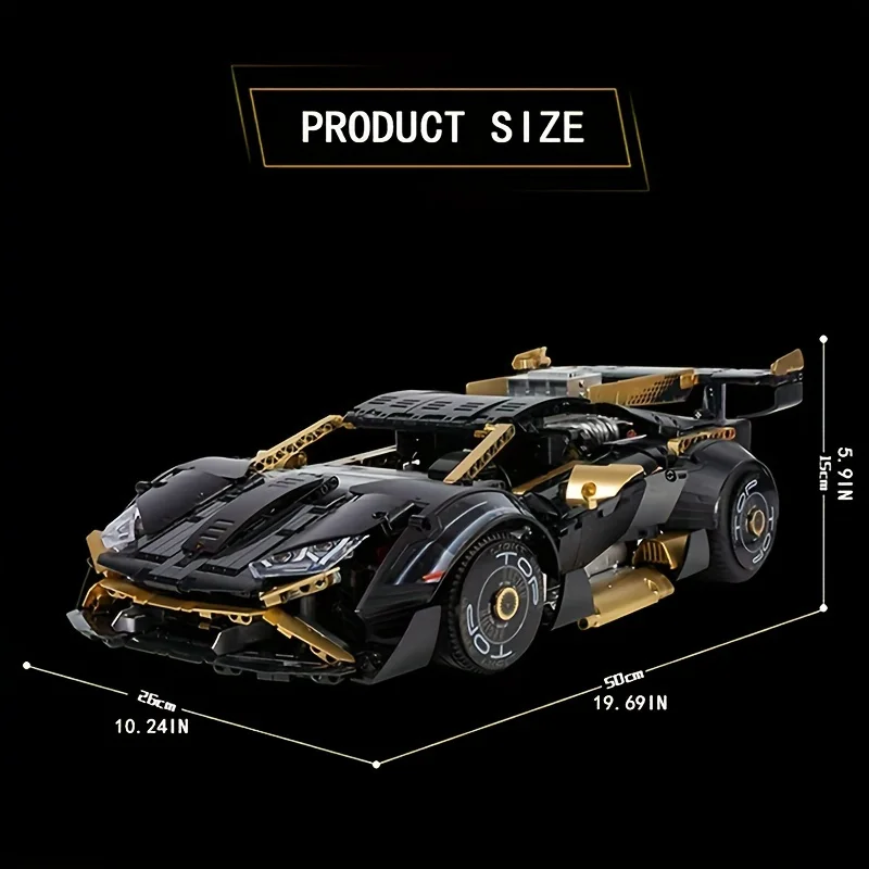 電気ブラックゴールドランボルギーニスーパーカーモデル少年おもちゃ組立ビルディングブロックモデルギフト装飾品