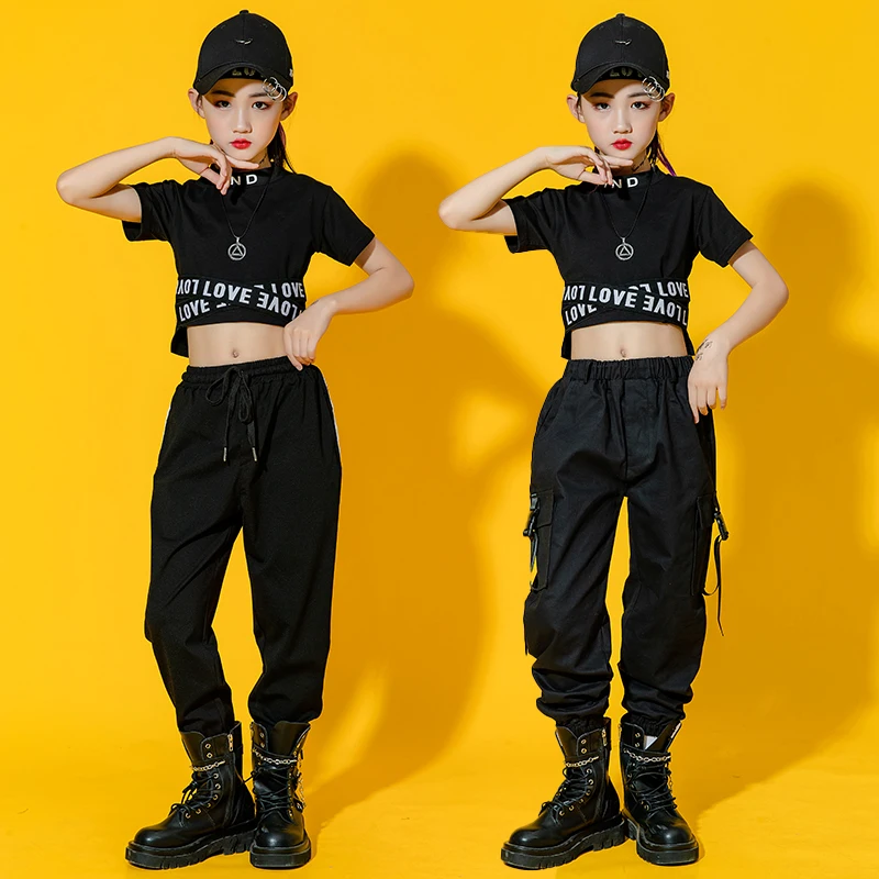 Kids Hip Hop Show Outfits Clothing Tank Crop Tops Streetwear Tactical Cargo Zebra Pants For Girls Jazz Dance Costume Clothes Set