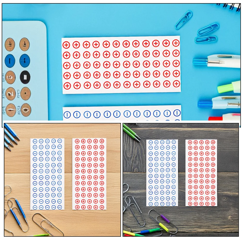 360 قطعة ملصقات قطبية 12 مللي متر ملصقات ذاتية اللصق عالية الوضوح للأنظمة الكهربائية معرف سلبي إيجابي #2