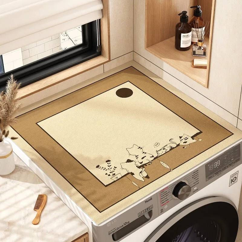 Diatom mud drum washing machine cover pad, water absorption, sun protection and dust cover