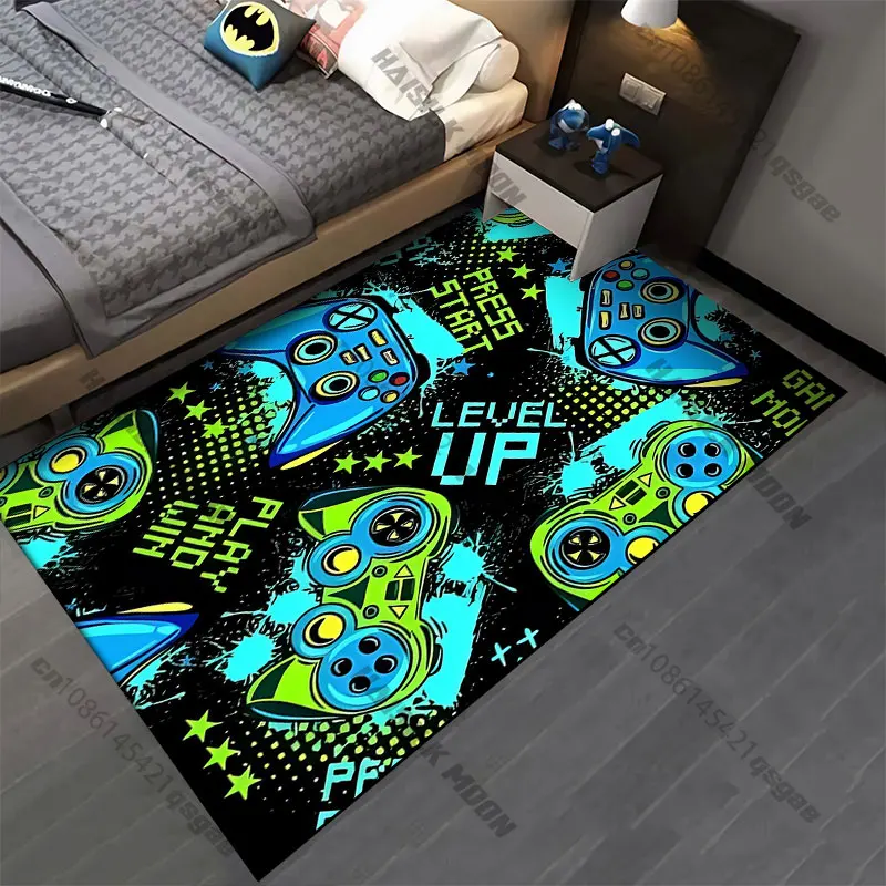 Gaming controllers and motivational text carpet Yoga living room room decor children's crawling mat doormat area rug