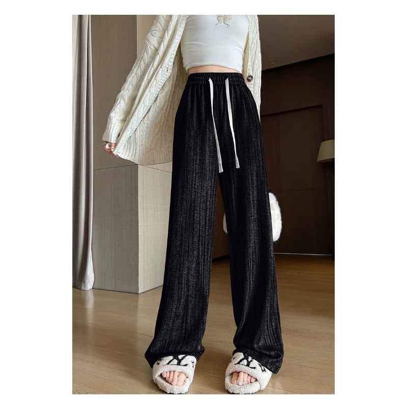 Nouveau Tie-dye diamant velours rétro paresseux drapé ample taille haute décontracté droit jambe large pantalon de sol