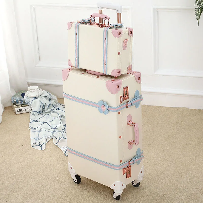 2024 Retro New Women Vintag PU Travel Suitcase Luggage sets,13\