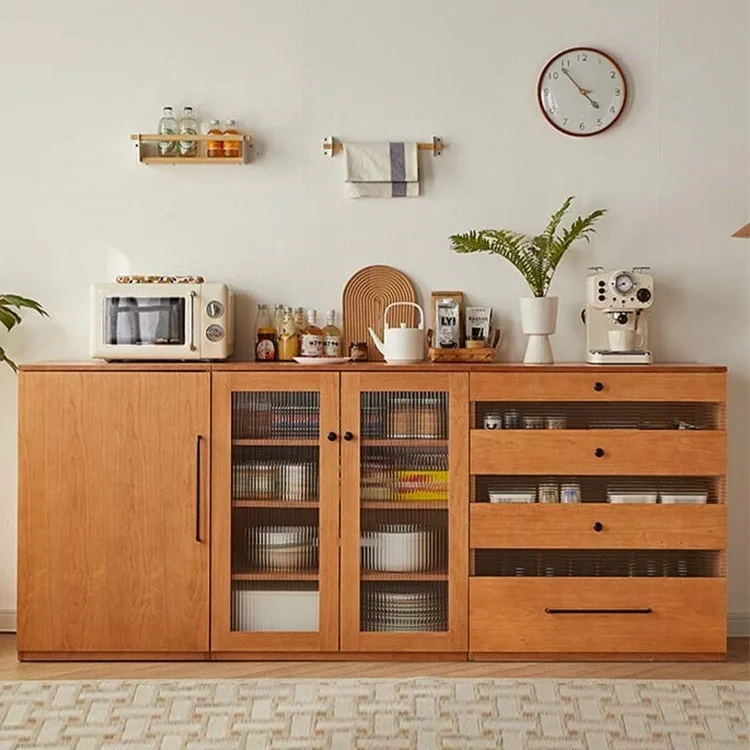 

Japanese-style solid wood dining side combination cabinet living room storage floor against the wall drinking water