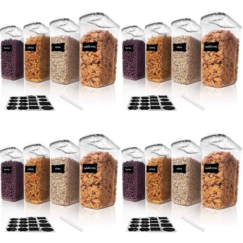 16Pcs Cereal Storage Container Set, PP Airtight Food Storage Containers 2.5L For Cereal, Snacks And Sugar