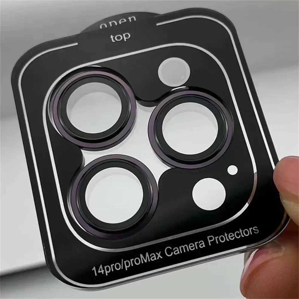 3-2Pcs Camera Metal Ring Protector For IPhone 17 16 Pro Max Back Lens Tempered Glass For IPhone 13 14 14Pro Protective Cap