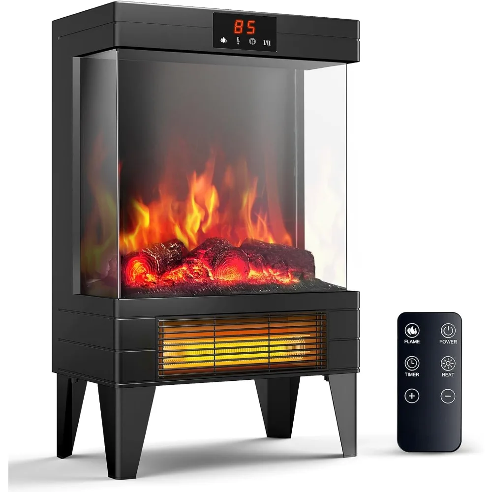 

Freestanding Indoor Fireplace Heater with 3D Flame Effect, Adjustable Temperature Control
