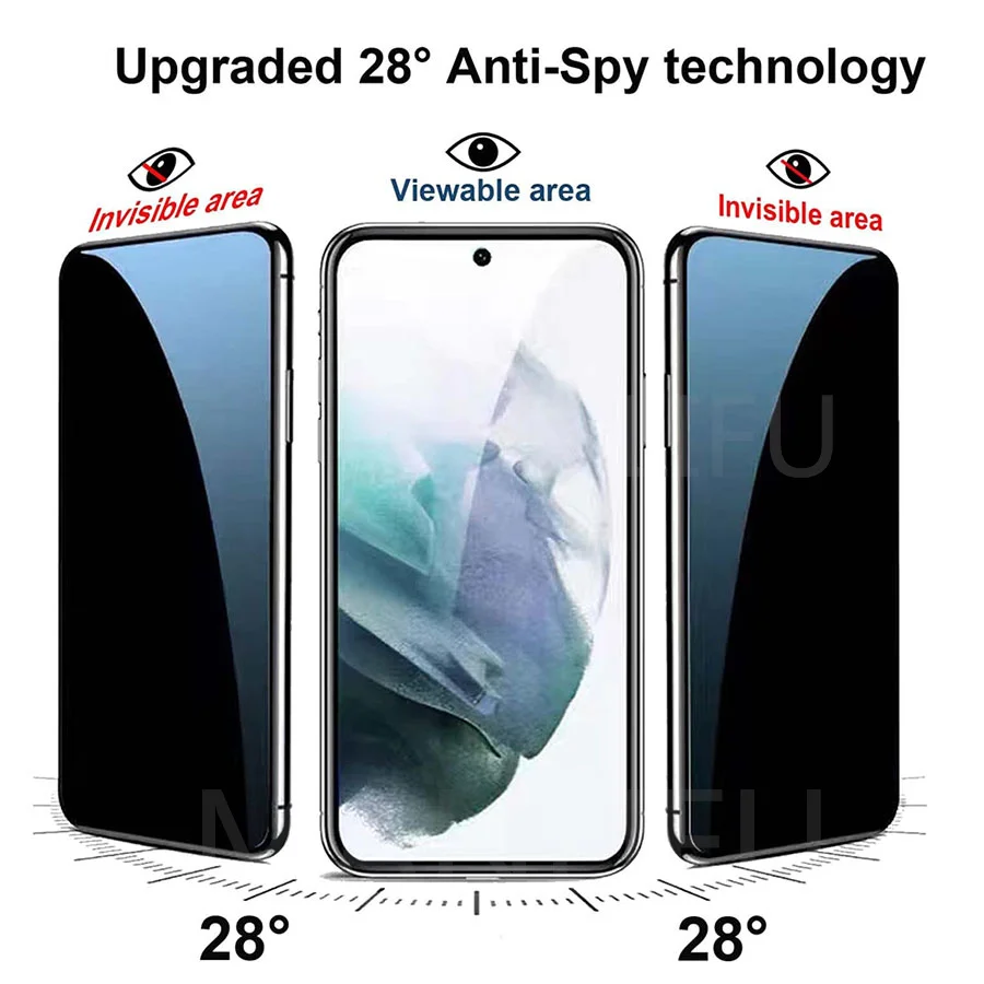 9H Curved Privacy Tempered Glass Front Screen Protector for Samsung Galaxy S21 FE 5G 6.4 Inch Private Anti-Spy Black Screen