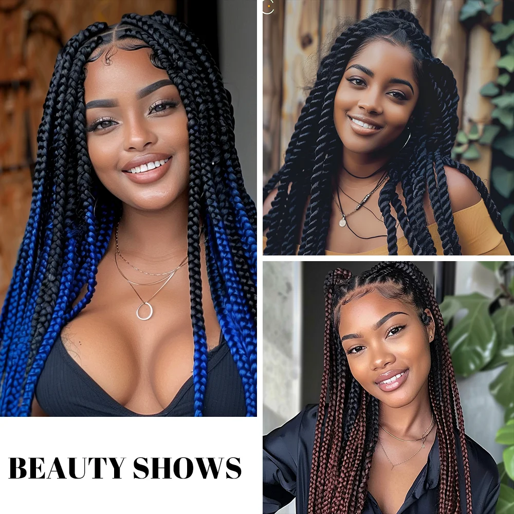 Cabelo de lã brasileiro para tranças, Acrílico Mão Tricô Fios, Trança Extensão Do Cabelo, Faux Locs, Trança Africano Crochet, Preto