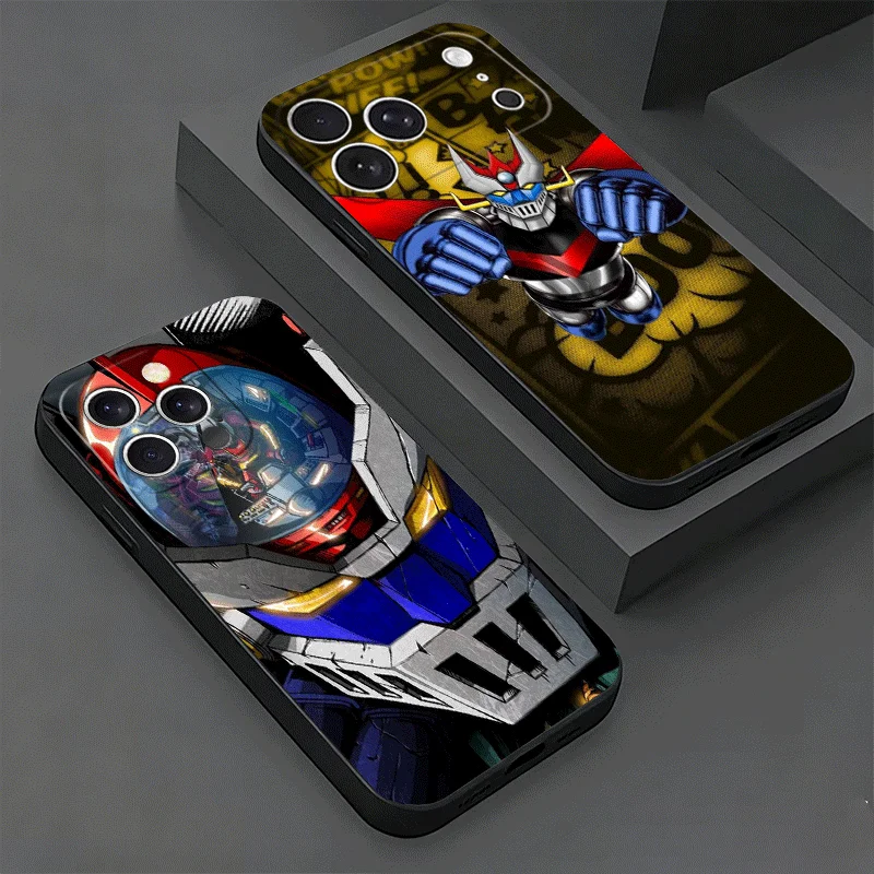 Funda Protectora Suave para iPhone 17 16 Pro Max 15 M-Mazinger Z Anime 16E 17E 14 Plus 13 Mini 12 XS 7 SE 8 Air, Color Negro