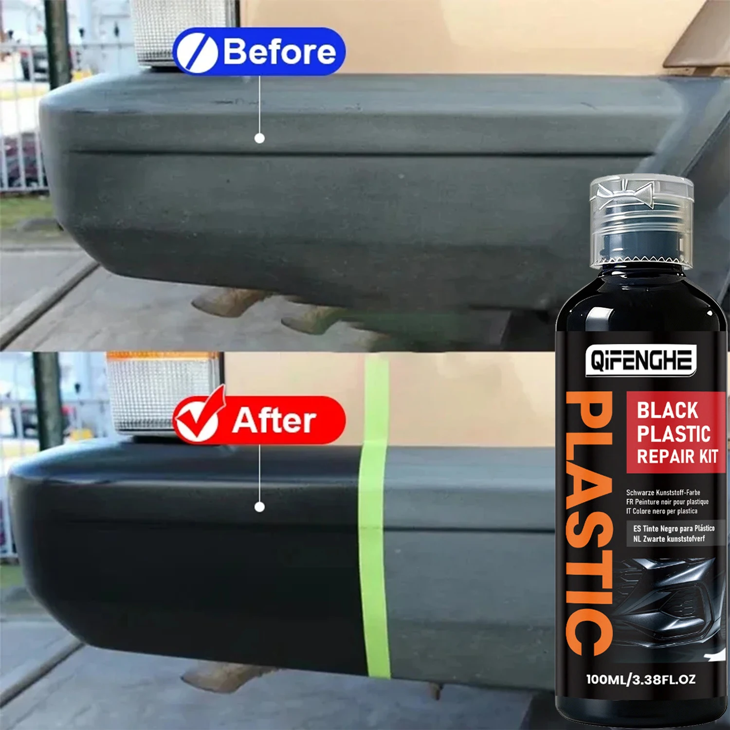 Auto-Kunststoff-Auffrischer Beschichtungsmittel für Außenbereich Reparatur Reinigung Erfrischung Restaurierung Schwarz Glanz Versiegelung Aufheller – Detail 1