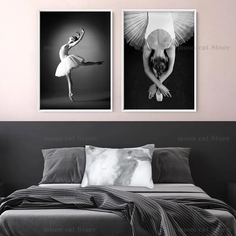 Black and White Ballet Girl Ballerina Posters And Prints Dancer Canvas Painting Wall Art Picture Home Decor For living Room