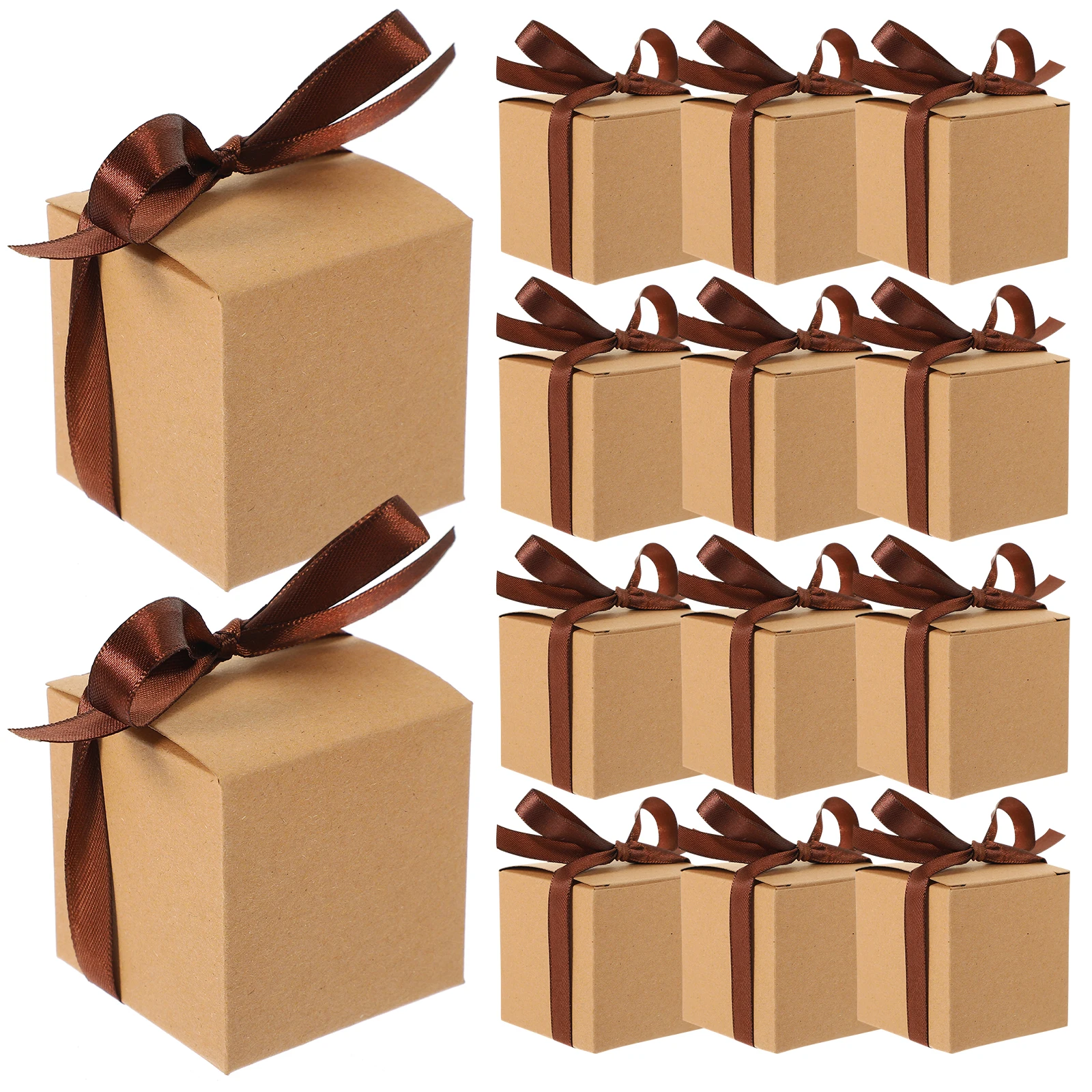 

50 Set Kraft Paper Square Box Candy Boxes Candies Packaging Wedding Chocolate Gift