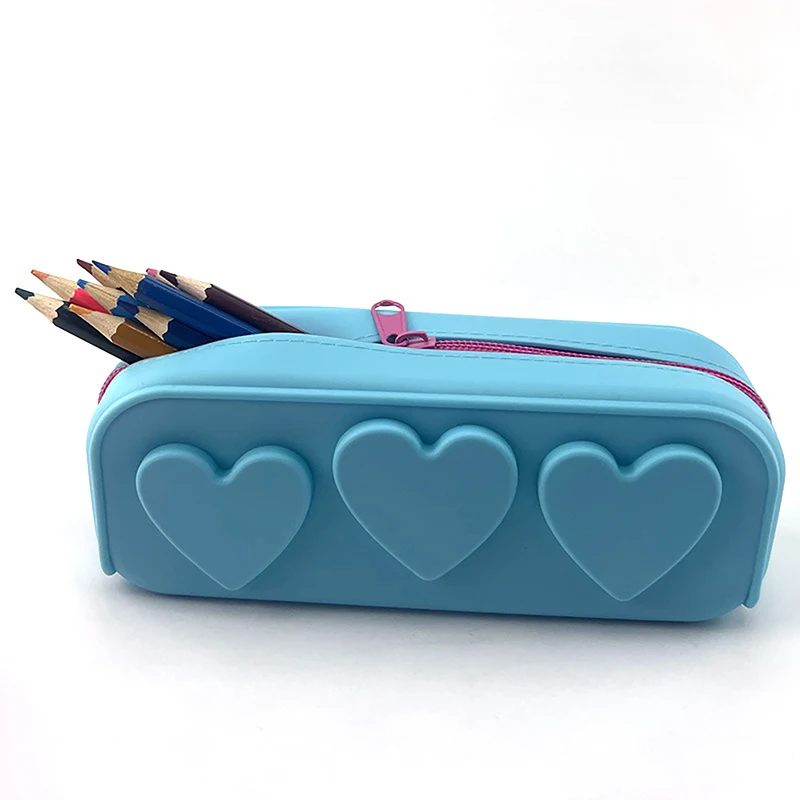 Silicon Zip Bags Reusable Heart Silicon Bag Cosmetic Bag Portable Makeup Brush Case For Women