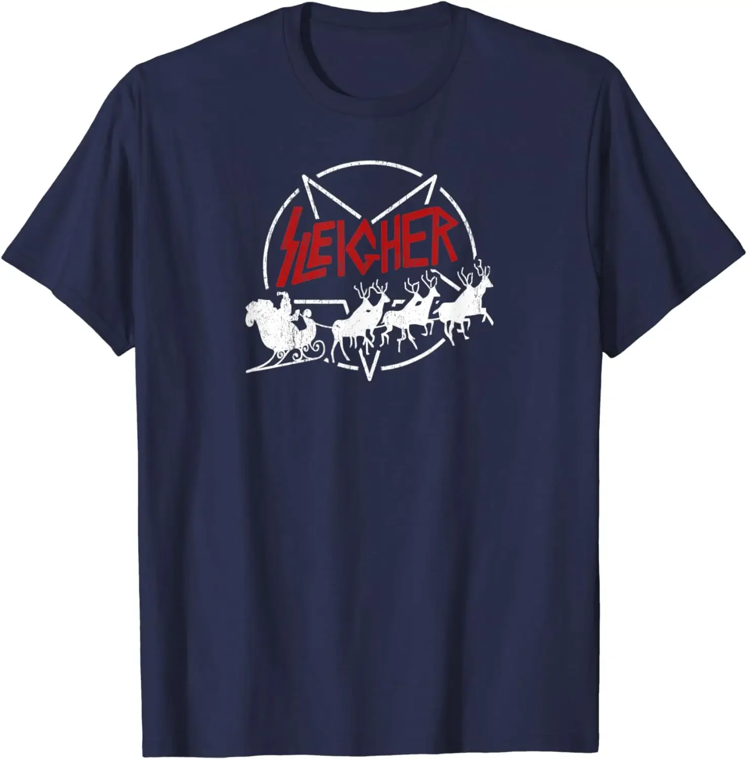 Sleigher Christmas Reindeer Sleigh Xmas Gifts T-Shirt 100% Cotton O-Neck Summer Short Sleeve Casual Mens T-shirt Size S-3XL