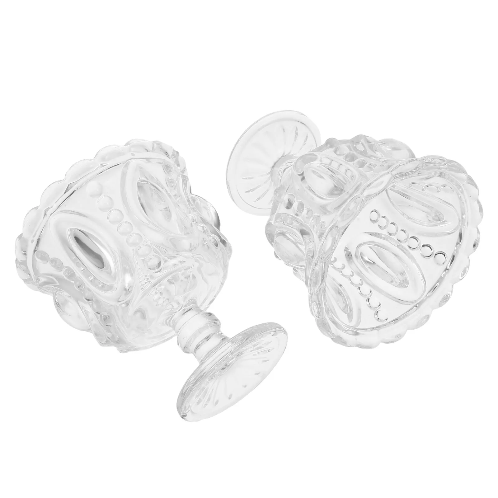 2Pcs Transparent Glass Dessert Bowls Embossed Footed Ice Cream Cups Parfait Sundae Trifle Pudding Bowl Fruit Dessert Serving