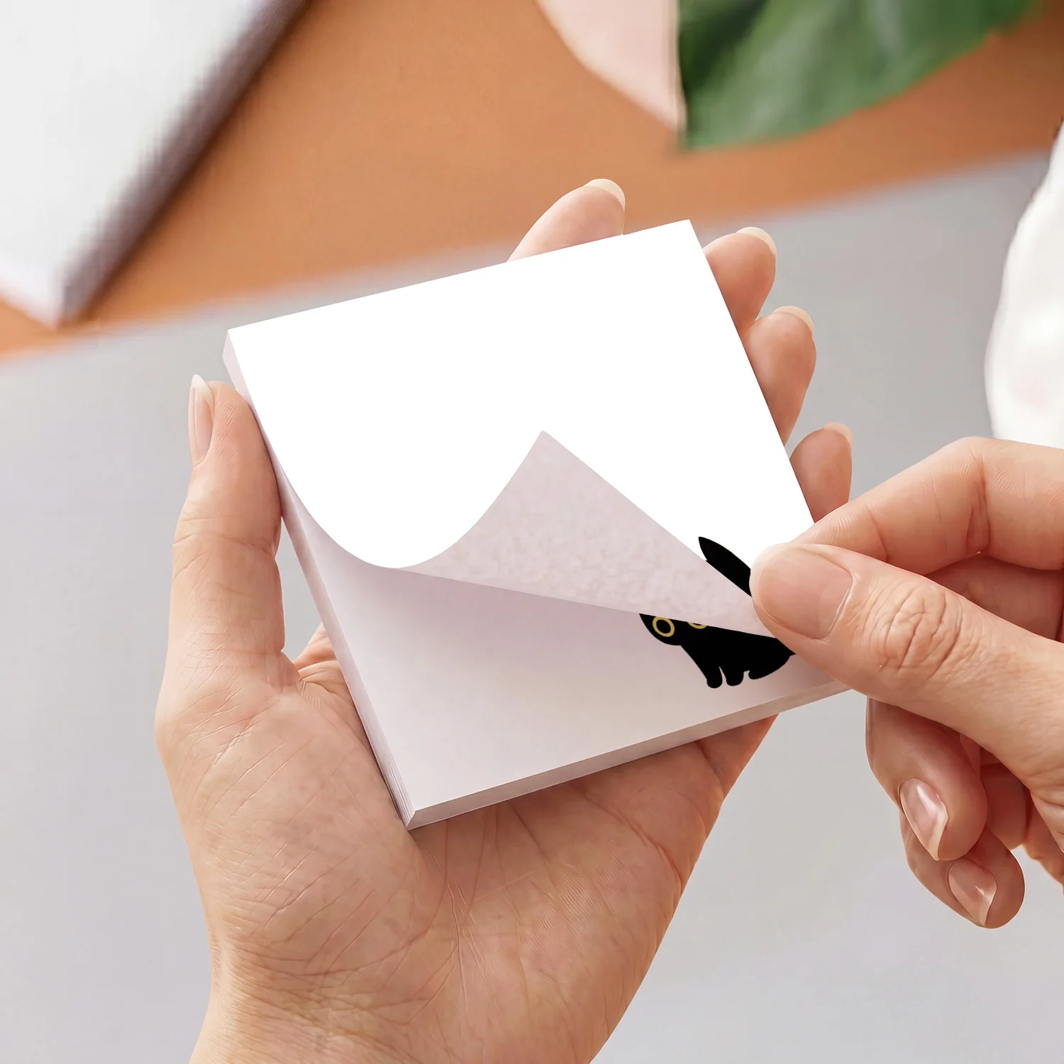 2pcs Cute Black Cat Sticky Notes, Kawaii Animal Self Stick Memo Pads, 100 Sheets Total, Minimal Aesthetic Cat Notepad view 4