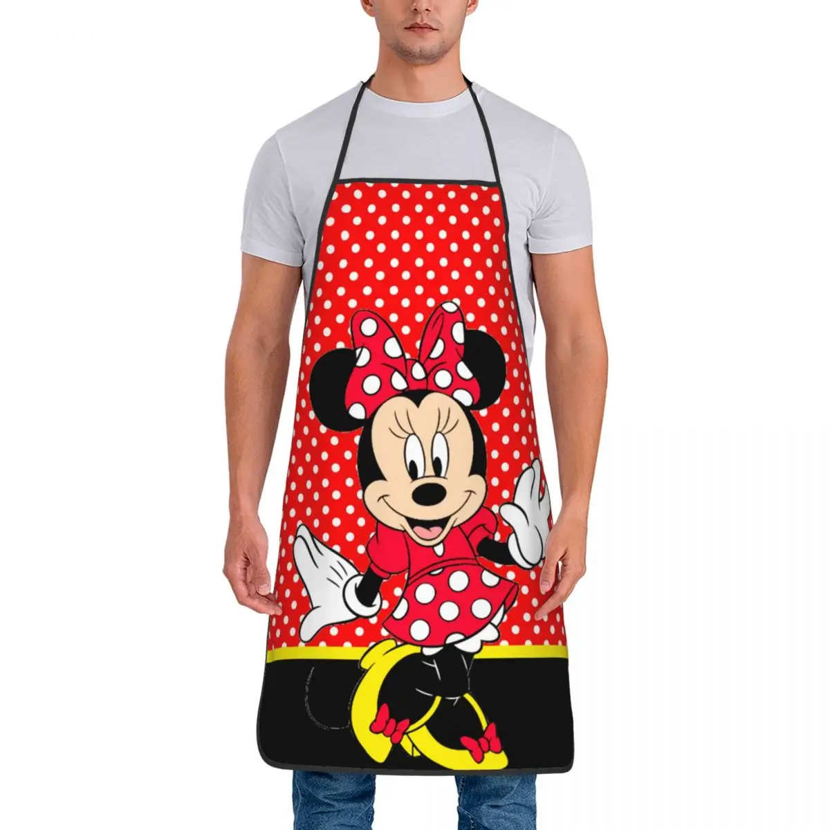 Custom Unisex Minnie Mouse Polkadot Anime Kitchen Chef Cooking Baking Apron Women Men Tablier Cuisine for Gardening