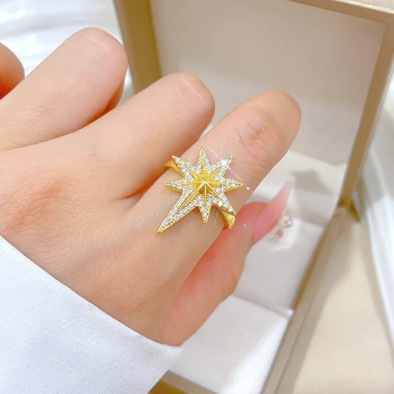 GANPUP Süße Gänseblümchen-Blumen-Zirkonia Verstellbare Fingerringe für Frauen Neue Mode Neuer Ring Schmuck Geschenk Party Urlaub Kольцо – Detail 3