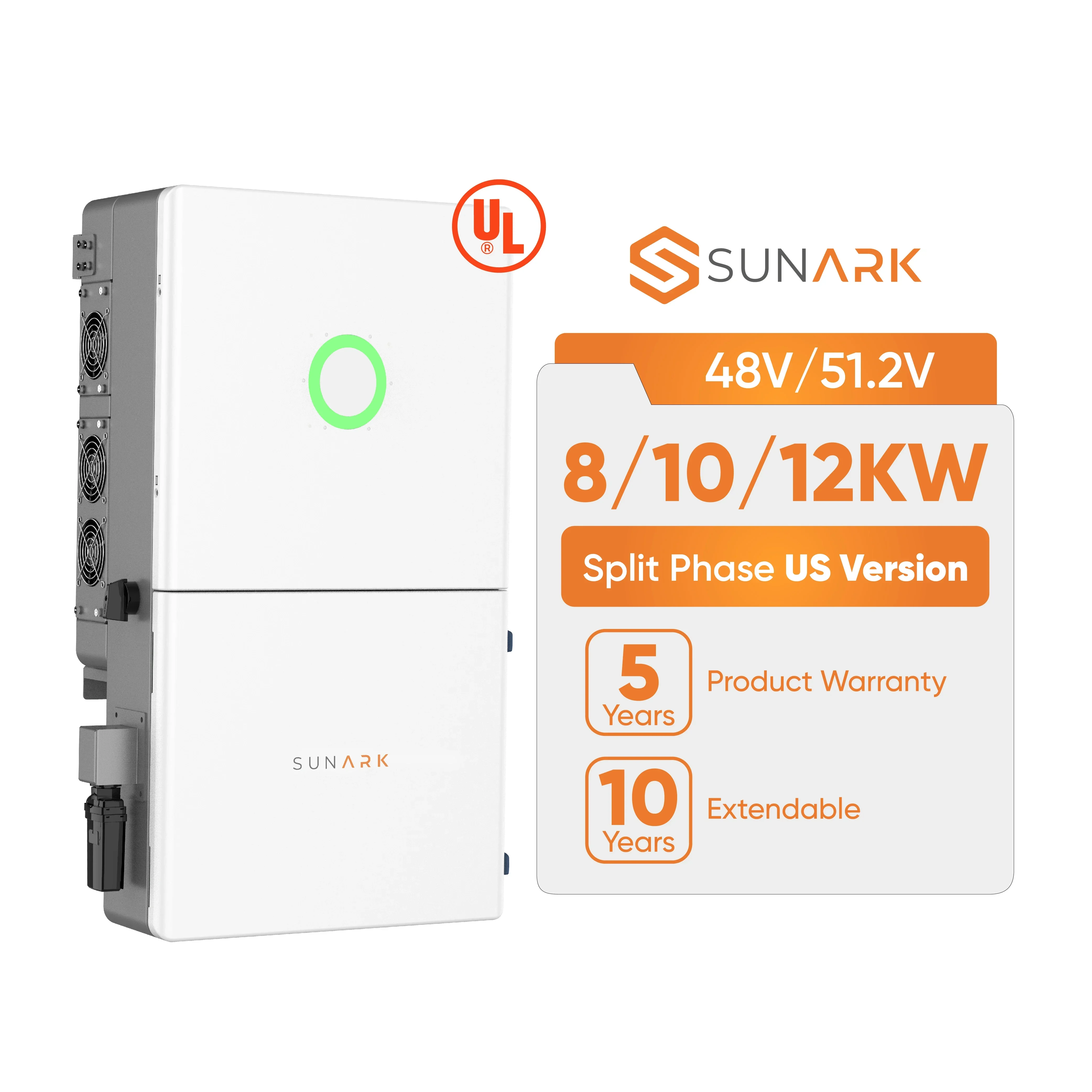 SunArkスプリットフェーズハイブリッドソーラーインバーター8KW 10KW 12Kw オンオフグリッド純正弦波PVインバーター