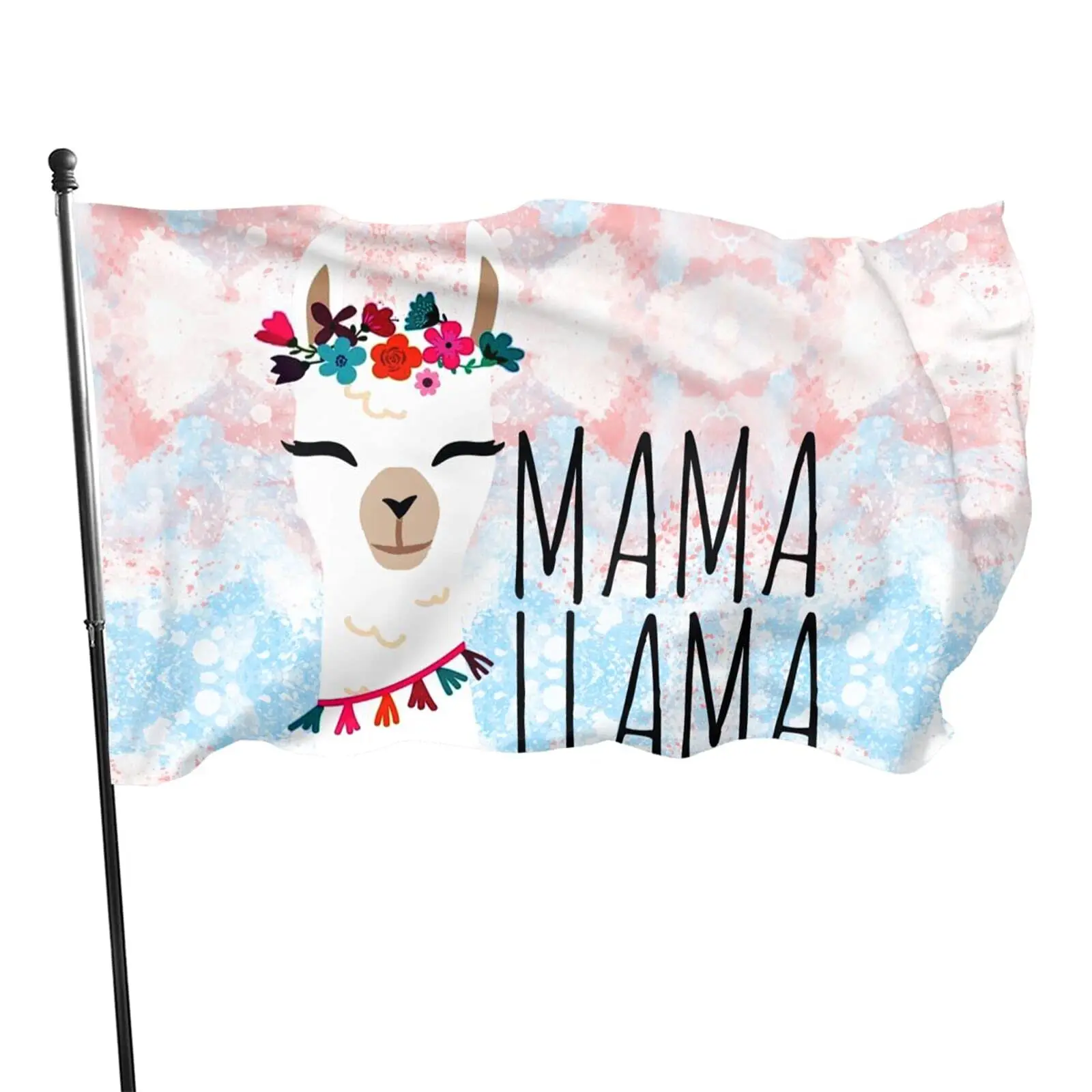 No Drama Llama Flag Cool Cartoon Alpaca Stick Out Tongue In Sunglasses Around Cactus Flags Decor Yard House Flag Indoor Outdoor