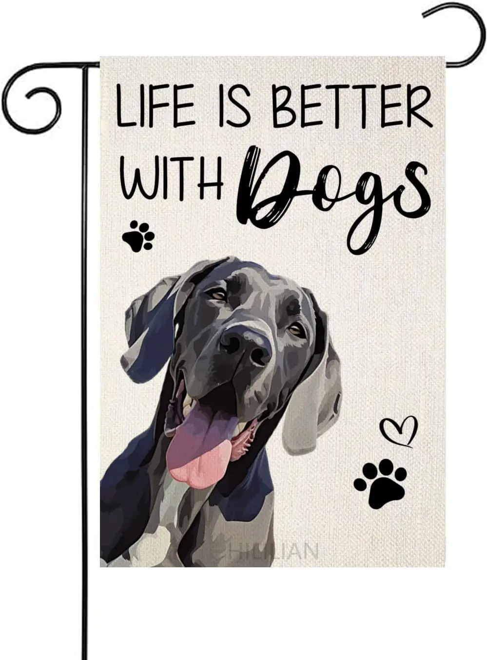 Life is Better With Dogs Great Dane Garden Flag for Outside 12x18 Inch Double Sided, Small Seasonal Pet Farmhouse Yard Outdo jjp