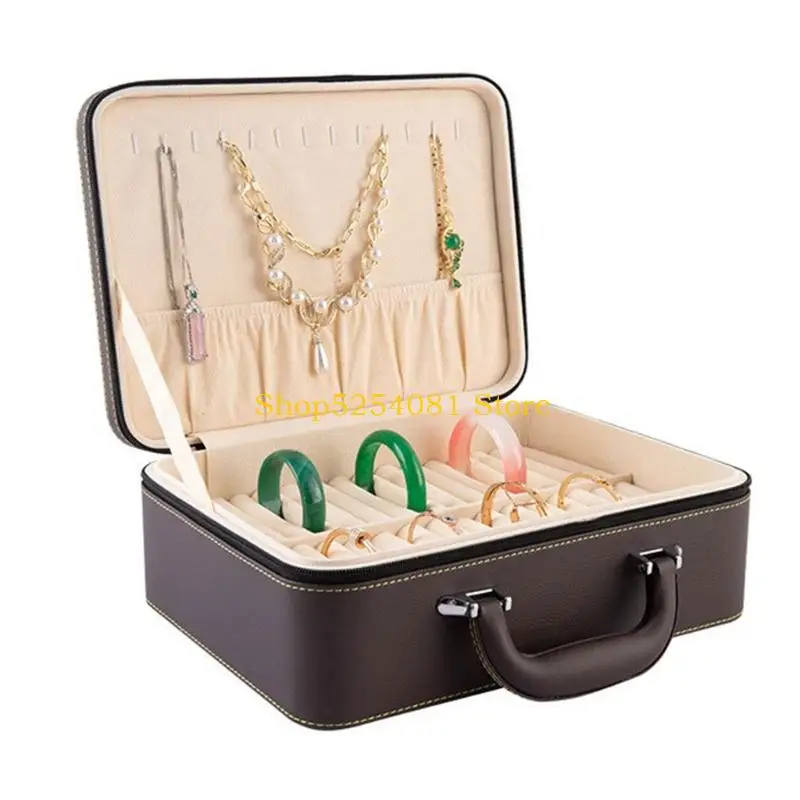 AXYC Portable PU Jewelry Organiser Box With Soft Lining And Multi Layer Compartments For Travel Accessory Storage Container