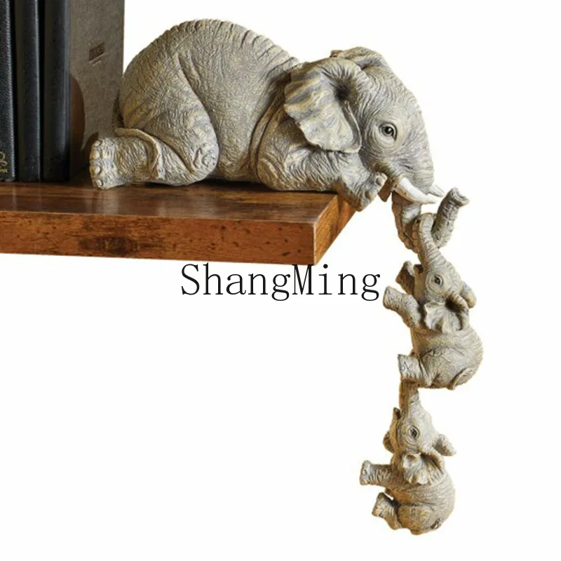 

PYH elephant set auspicious longevity gift mother elephant ornament resin handicraft design home cute