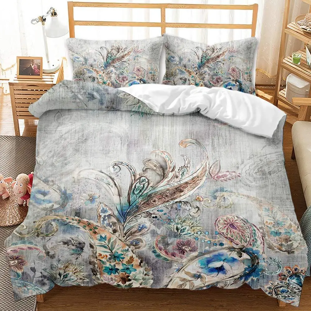 2/3pcs bedding set Digital Print Comfortable Duvet Cover for Home Bedroom Decoration, 1 Duvet Cover and 2pillowcase with Zippers