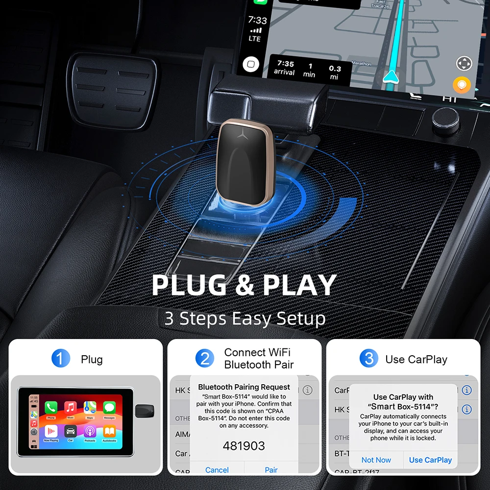 Wireless Carplay Adapter Android Auto 2in 1 Smart Dongle 2025 5G WIFI For iphone Android Phone For Volvo Benz Mg Kia Chery VW image 3