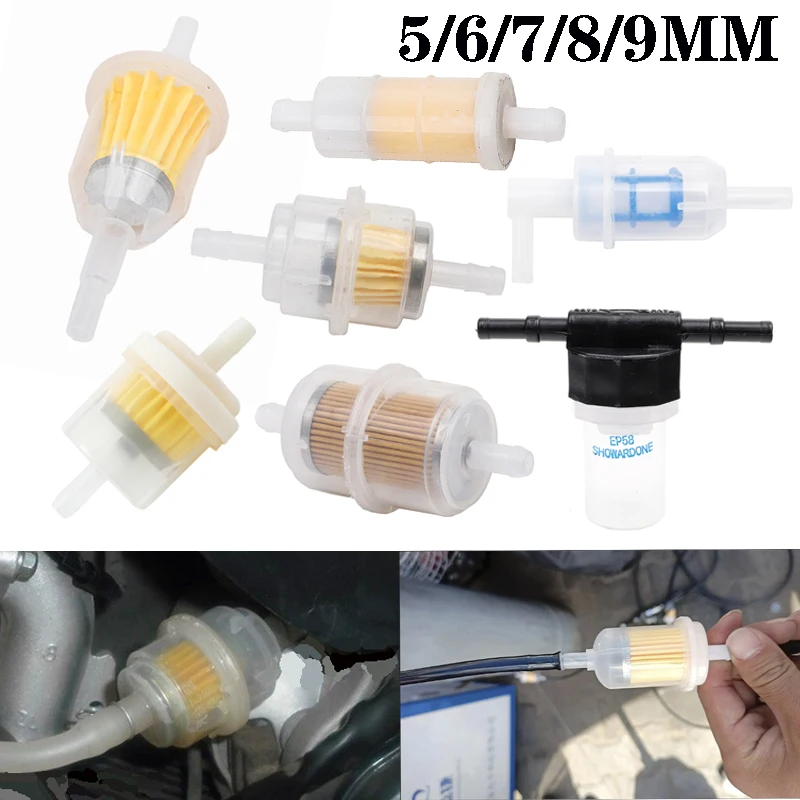 Motorcycle 6/7/8/9mm Plastic Element Fuel Petrol Cup Oil Filter For Motocross ATV Four-wheeled Dirt Bike Moped Scooter Universal