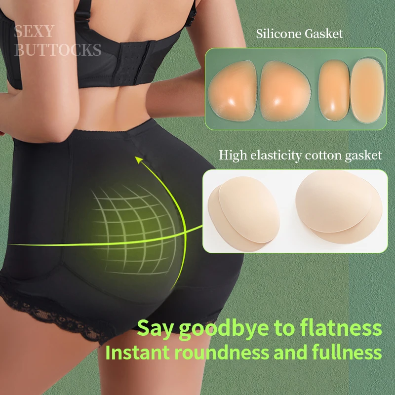 Women Boyshort Silicone Padded Pants for Women Hip Enhancer Shapewear Knickers Buttocks Tummy Control Padded Panties