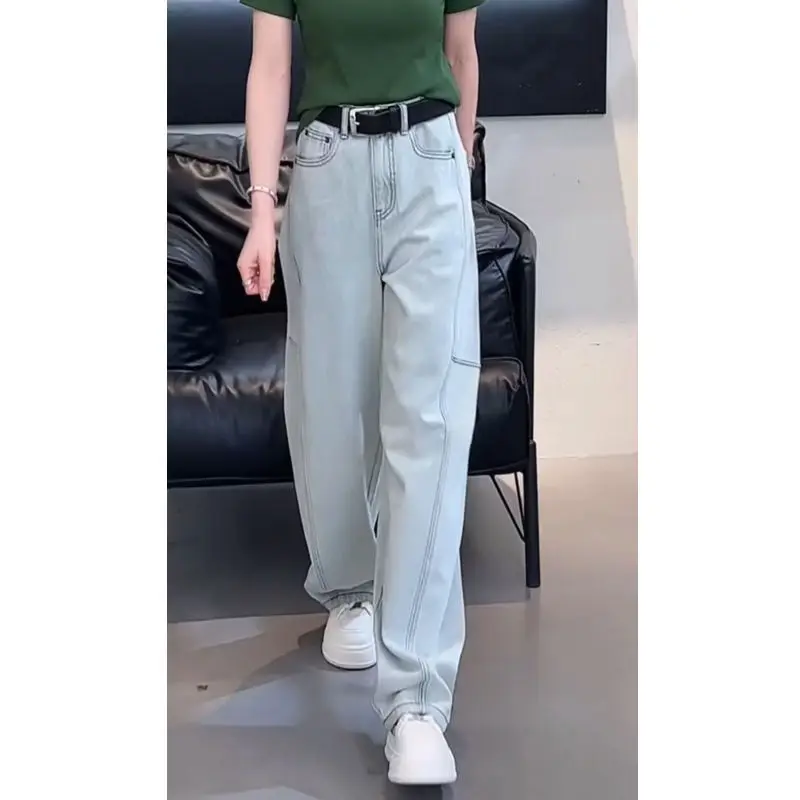 Hosen Jeans Frauen neue Sommer hose kleine leichte dünne Hose mit weitem Bein Mode lose Sichel hose weiche Baggy Hose mit hoher Taille