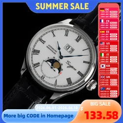 Sugess Uhr Tianjin St25 automatische mechanische Uhrwerk echte Mondphase Männer Uhren Luxus Armbanduhr Retro Reloj Hombre Saphir
