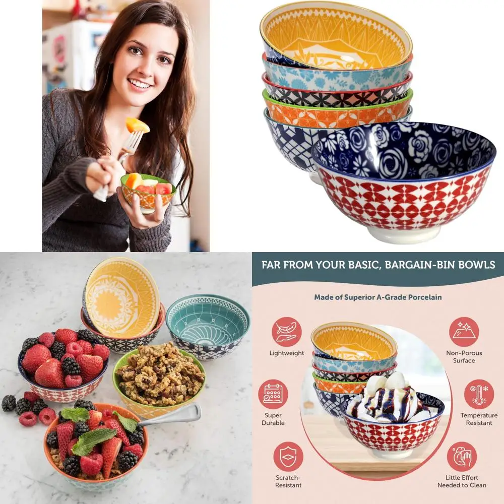 

Набор из 6 маленьких декоративных фарфоровых чаш для соусов, закусок, десертов и гарниров – безопасны для микроволновой печи и посудомоечной машины