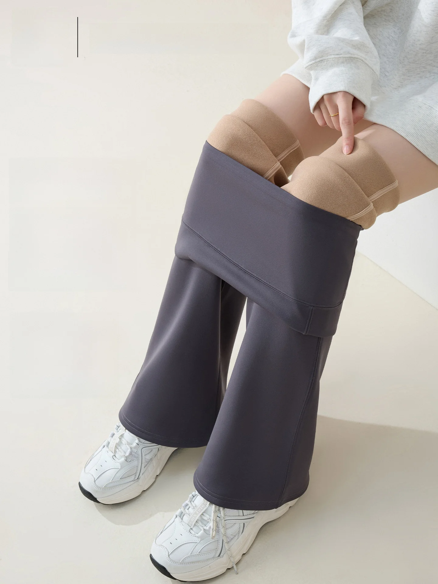 

Брюки для йоги Thiened Fce с высокой талией, женская осенне-зимняя верхняя одежда, длинные спортивные брюки из коровьей кожи, повседневные брюки с контролем живота