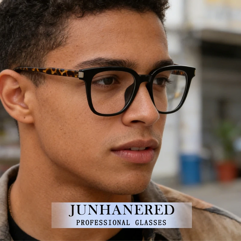 

Europe & America Men Square Leopard Frame Hyperopia Photochromic Prescription Glasses Anti Blue Light Myopia Astigmatism Eyewear