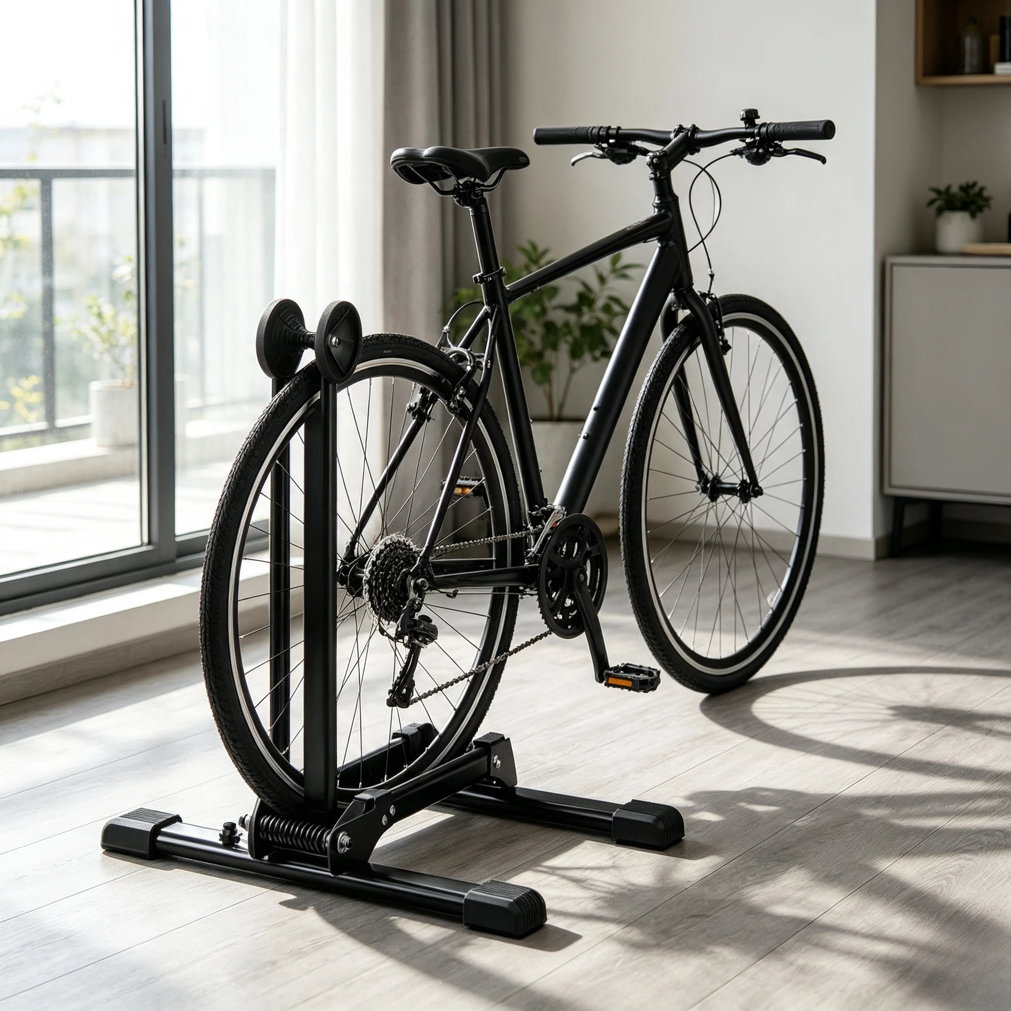 Plug‑In Bicycle Parking Rack, Foldable Bike Display Stand, Vertical Mountain Bike Holder, Portable Repair Support Frame for Home