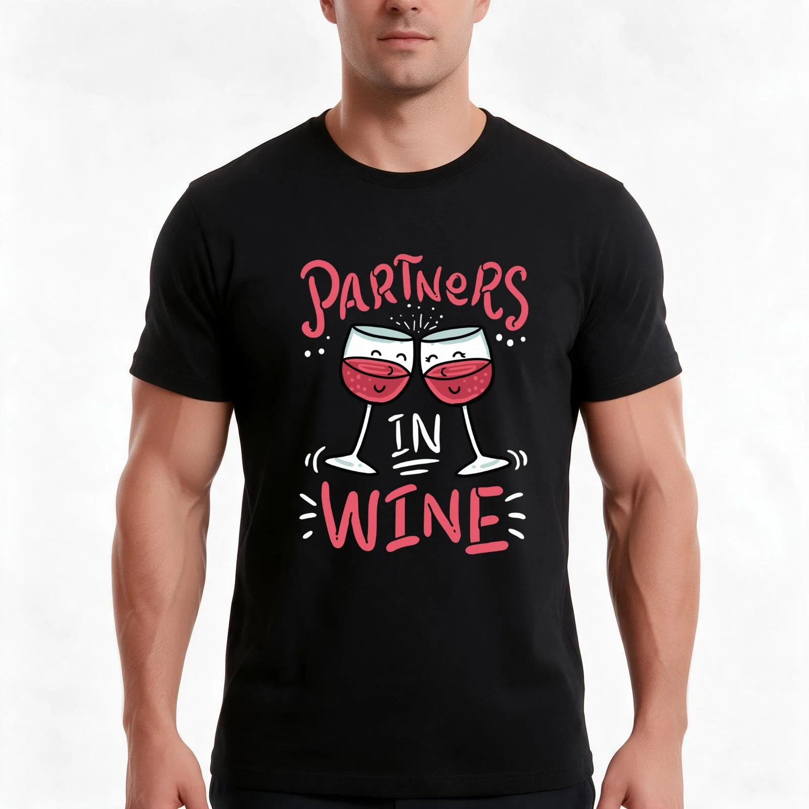 Wine, Partners In Wine Shirt T-Shirt, Summer Casual Cotton Tee, Oversized Streetwear Tops, Vintage Graphic Print, 100% Cotton