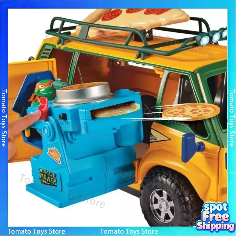 Original Playmates Toys for Ninja Turtles 2023 Movie Mutation Crisis Pancake Truck Toy with Pizza Cars and Turtle Vehicle