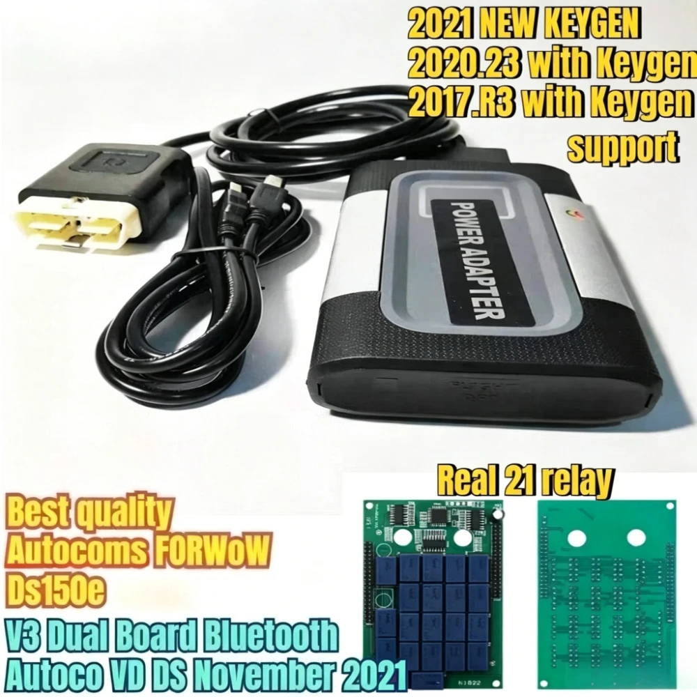 2026 Best 21relay for Auto with Coms FORWow Ds150e Original OBD2 Scanner Diagnostic Tool Car Truck Tcs Auto to Com cdp  Full Set