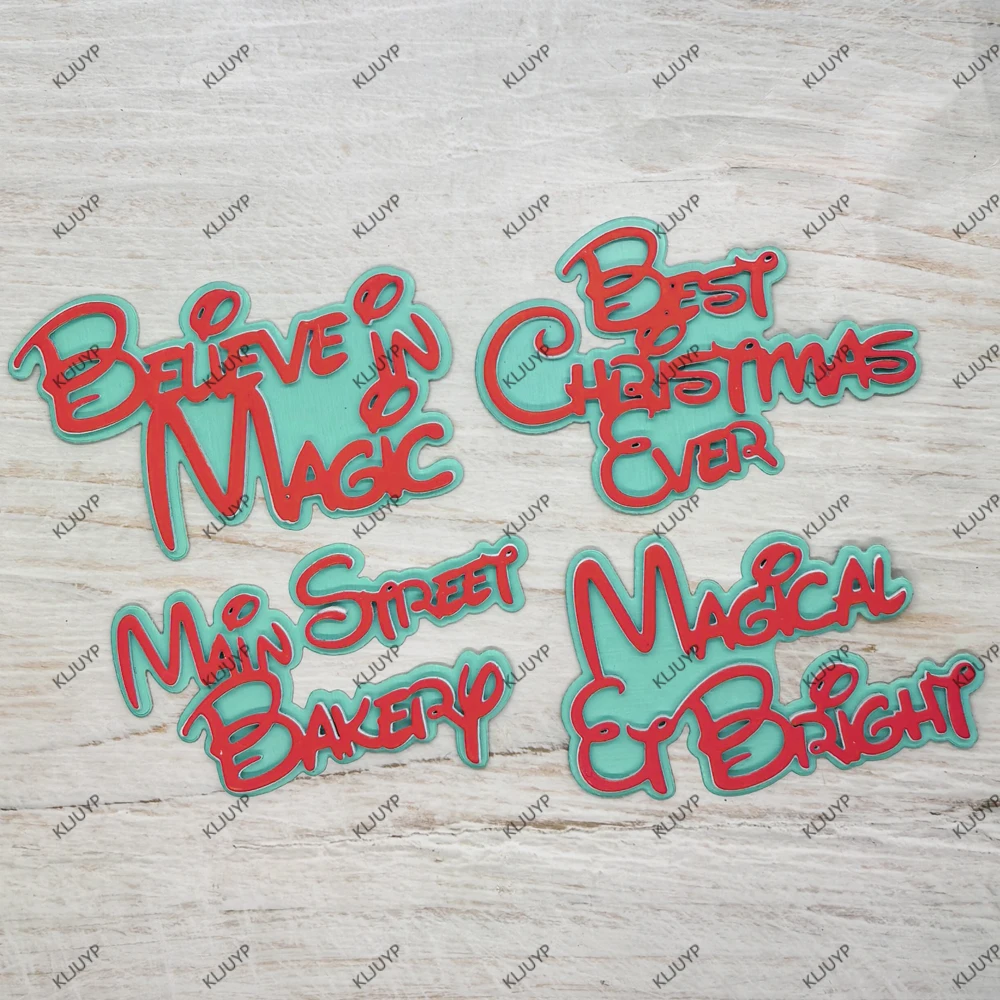 KLJUYP Magische Weihnachtswörter, Metall-Stanzschablonen für DIY-Scrapbooking/Album, dekorative Prägung, DIY-Papierkarten – Detail 1